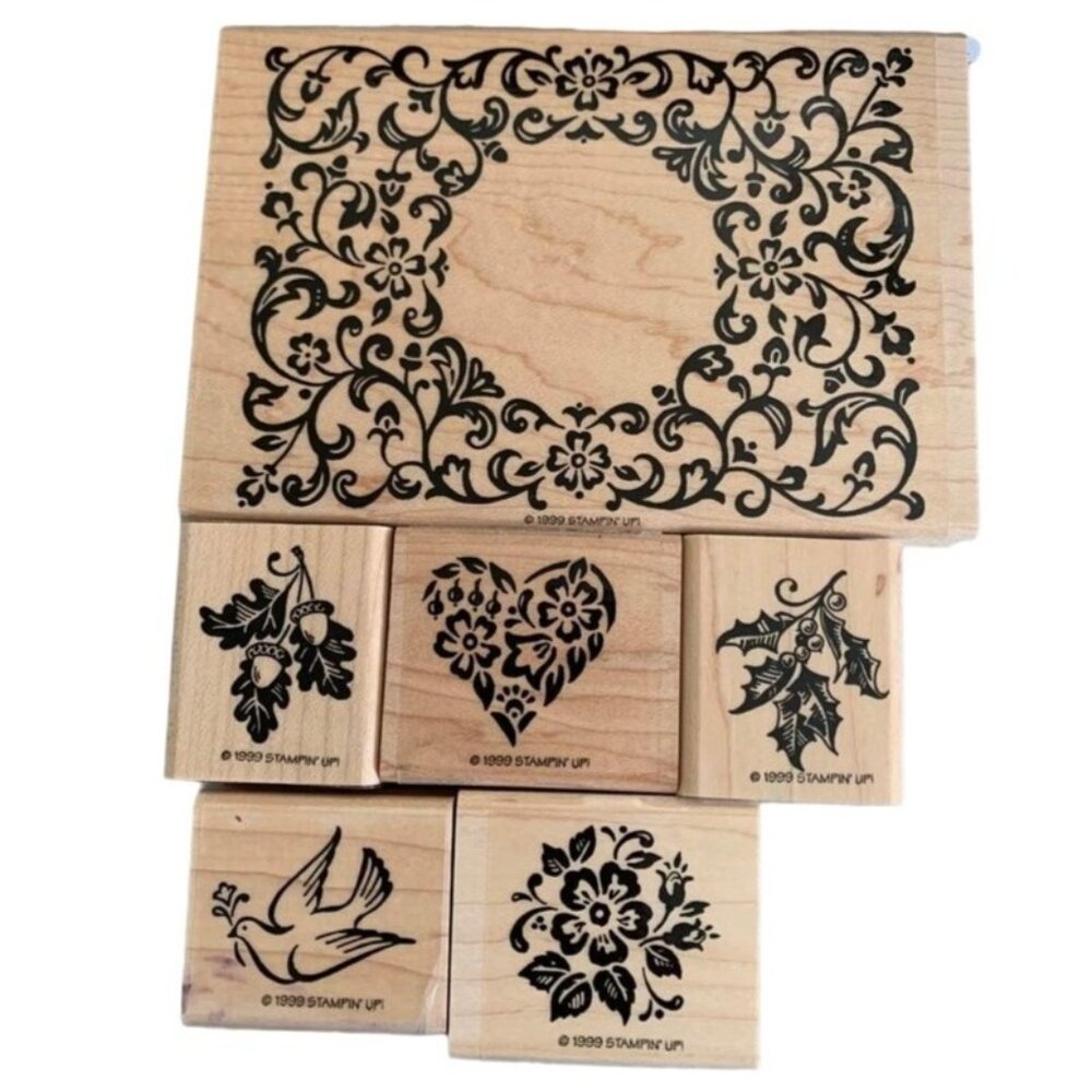 Stampin Up Victorian Frame Rubber Stamp Set 1999 Floral Vintage Crafting